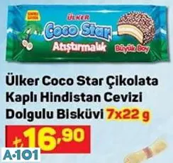 ÜLKER COCO STAR ÇİKOLATA KAPLI HİNDİSTAN CEVİZİ DOLGULU BİSKÜVİ